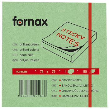 Blok samoljepljiv  75x75 mm  80L Fornax neon-zeleni