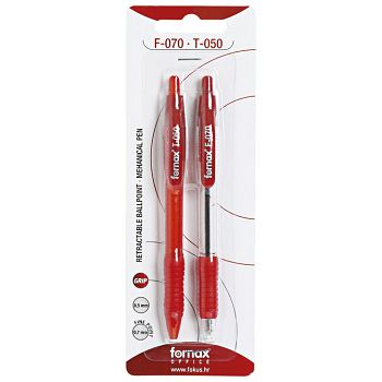 Set olovka kemijska F-070 grip+olovka tehnička T-050 Fornax sortirano blister!!