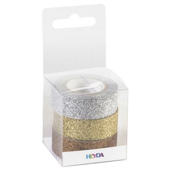 Traka Deco ljepljiva 15mmx3m glitter pk3 Heyda 20-35843 74 sortirano blister