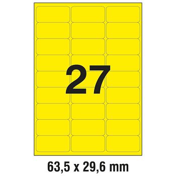 Etikete LK  63,5x29,6 mm pk25L Zweckform L6004-25 neon žute