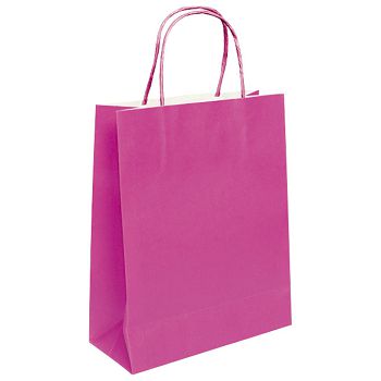 Vrećice ukrasne natron 22x31x10 cm pletena ručka pk50 Duga roze