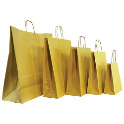 Vrećice ukrasne natron 26x35x12 cm pletena ručka pk50 Duga zlatne