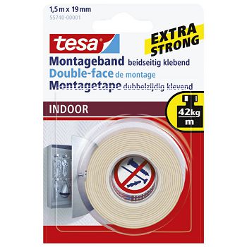 Traka ljepljiva obostrana 19 mm/1,5m spužvasta Indoor Tesa 55740-3 blister