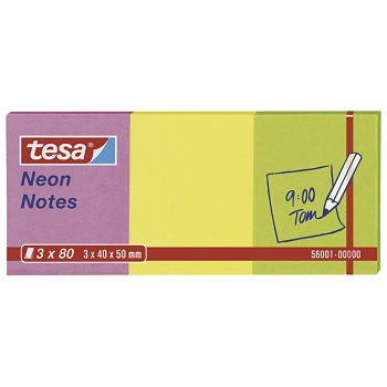 Blok samoljepljiv  40x50mm 3x80L Neon notes Tesa 56001 neon mix
