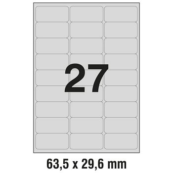 Etikete Laser  63,5x29,6 mm polyester pk20L Zweckform L6011-20 srebrne