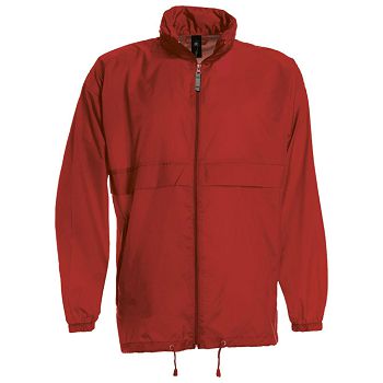 Vjetrovka s kapuljačom zip unisex B&C Sirocco crvena 3XL