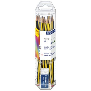 Olovka grafitna HB Noris pk12+gumica Staedtler 61 120P1 blister