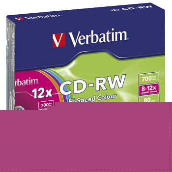 CD-RW 700/80  8x-12x slim pk5 Verbatim 43167 sortirano