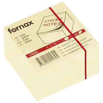 Blok samoljepljiv kocka 75x75 mm 450L Fornax žuti
