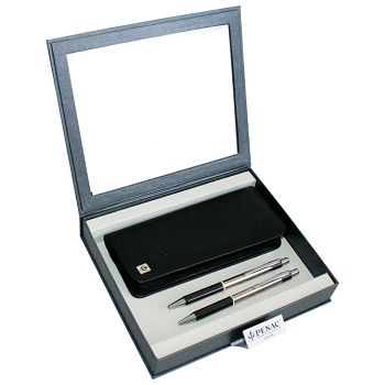 Set poklon olovka kemijska+tehnička Pe-Pe+etui kožni Penac srebrna!!
