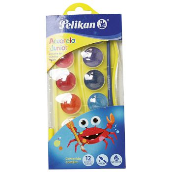 Boja vodena fi 25 mm 12boja+kist Pelikan 700337 sortirano blister!!
