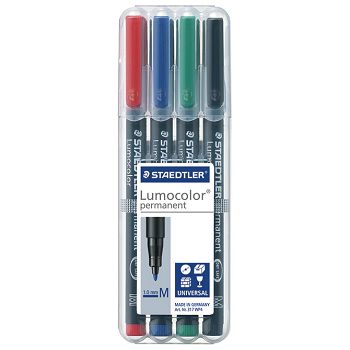 Marker permanentni 1mm pk4 reciklirani Lumocolor Staedtler 317 WP4 