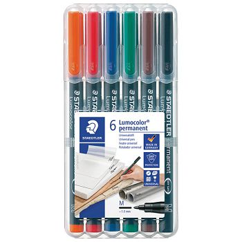 Marker permanentni 1 mm pk6 reciklirani Lumocolor Staedtler 317 WP6