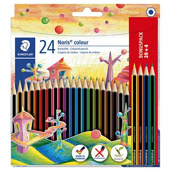 Boje drvene  24boje (20+4 boje gratis) Noris colour Staedtler 185 C24P blister