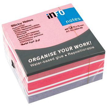 Blok samoljepljiv kocka 75x75 mm 400L Global Notes 5654-69 sortirano