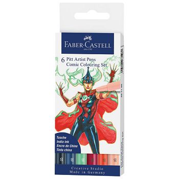 Flomaster Pitt artist  6boja Comic Colouring Faber-Castell 267196 sortirano blister