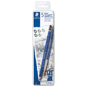 Olovka grafitna pk5+kist u metalnoj kutiji Mars Lumograph aquarell DesignJourney Staedtler 100A G6!!