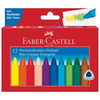 Boje voštane 12boja kartonska kutija trokutaste Faber-Castell 120010 blister