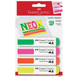 Marker za tekstil 1-5 mm pk4 neon Faber-Castell 159591 sortirano blister
