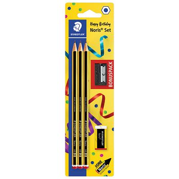 Olovka grafitna HB Noris pk3+gumica+šiljilo gratis Staedtler 120 SBK3P1 blister