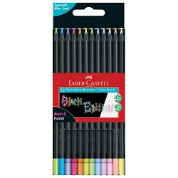 Boje drvene  12boja trokutaste Black Edition neon+pastel Faber-Castell 116410 blister