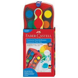 Boja vodena fi 24 mm 24boje+bijela tempera Connector Faber-Castell 125031