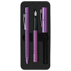 Garnitura olovka kemijska+nalivpero Grip 2011 Glam u met.kut Faber Castell 201534 bis.ljubičasta 