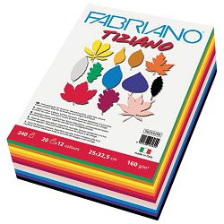 Papir u boji 25x32,5cm 160g pk240 Tiziano Maxipack Fabriano sortirano