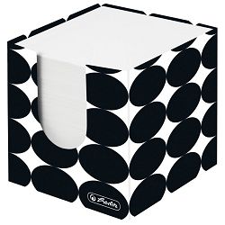 Blok kocka karton 9x9x9cm s papirom bijeli ljepljeni Just Black Herlitz 50040100