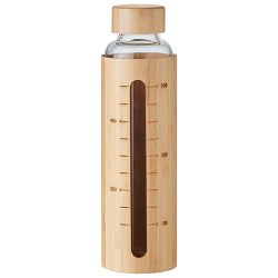 Boca za piće s mjernim oznakama staklena+bambus 600ml natur!!