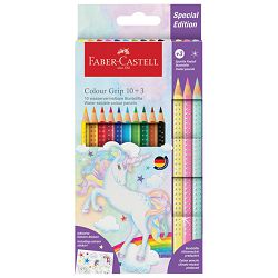 Boje drvene  10boja Grip 2001+3boje drvene Sparkle pastel Unicorn Faber Castell 201542 blister