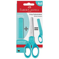 Škare školske 13cm oble sa zaštitom Grip Faber Castell 181554 tirkizne blister 