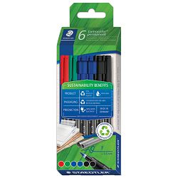 Marker permanentni 0,6 mm pk6 reciklirani Lumocolor Staedtler 318 C6-1