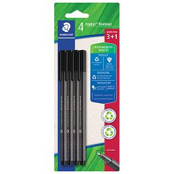 Flomaster fineliner 0,3mm pk3+1 gratis reciklirani Triplus Staedtler 334 R-9BK4 crni