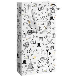 Vrećice ukrasne-2 boce 18x36x10,5 cm Weding Stewo 6472 70 bijelo crna blister!!