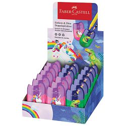 Šiljilo pvc s pvc kutijom 2rupe Unicorn i Dino pk18 Faber Castell 183551 sortirano