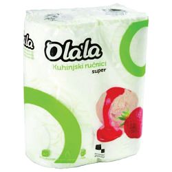 Ručnik papirnati jastučni 23cm dvoslojni pk2 Basic Olala jagoda bijeli