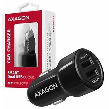 AXAGON PWC-5V5 car charger Smart 5V 2,4A + 2,4A, 24W, crni