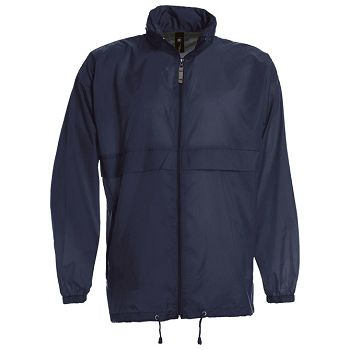 Vjetrovka s kapuljačom zip unisex B&C Sirocco tamno plava M