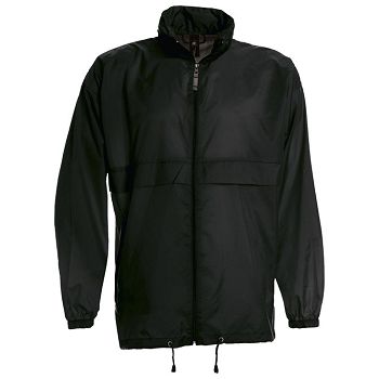 Vjetrovka s kapuljačom zip unisex B&C Sirocco crna XL