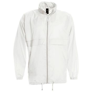 Vjetrovka s kapuljačom zip unisex B&C Sirocco bijela M