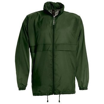 Vjetrovka s kapuljačom zip unisex B&C Sirocco tamno zelena XL