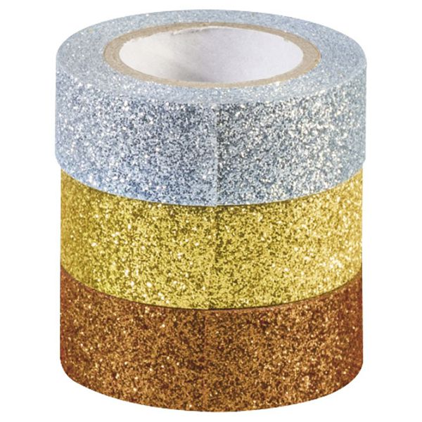 Traka Deco ljepljiva 15mmx3m glitter pk3 Heyda 20-35843 74 sortirano blister