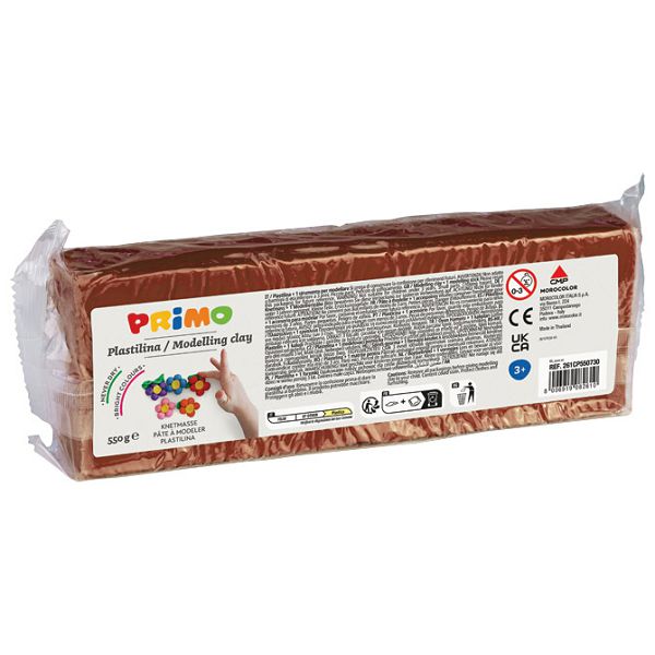 Plastelin 550g + plastični nožić Primo 261CP550730 smeđi
