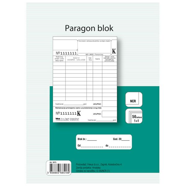 Obrazac G-56/NCR paragon blok Fokus