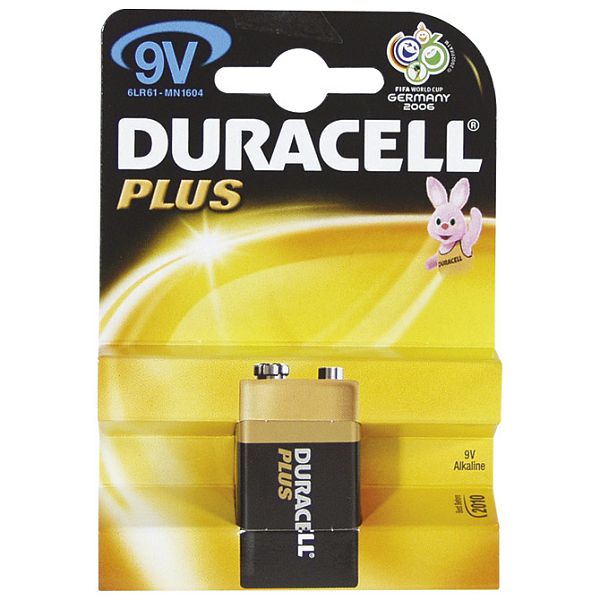 Baterija alkalna 9V Plus Duracell 6LR61 blister