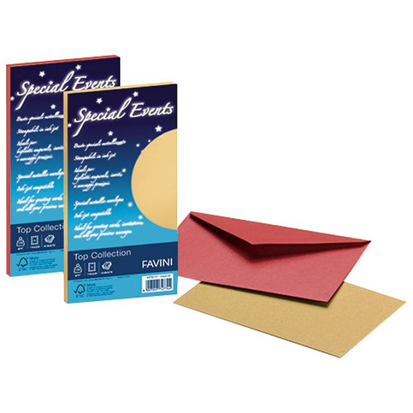 Kuverte Special Events 11x22cm 120g pk10 Favini crvene