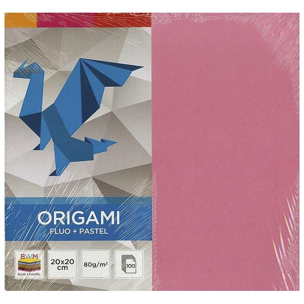 Papir Origami 20x20cm 80g pk100 fluo+pastel Interdruk