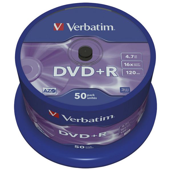 DVD+R 4,7/120 16x spindl Mat Silver pk50 Verbatim 43550