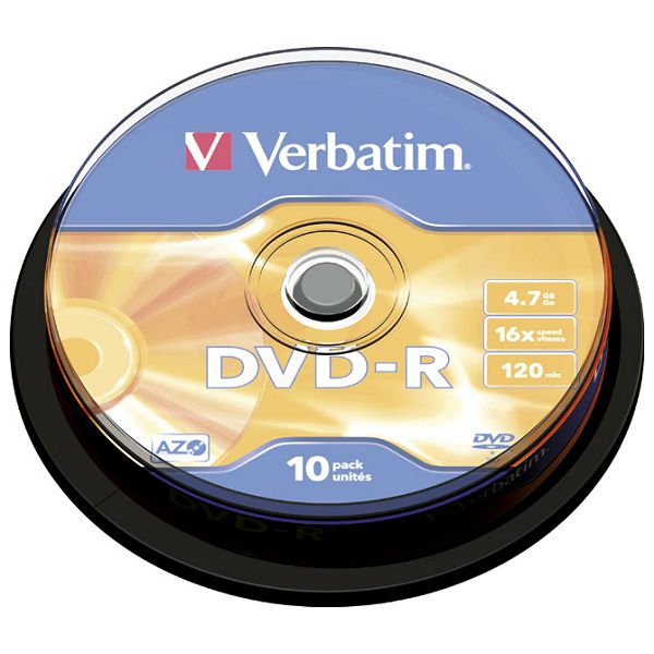 DVD-R 4,7/120 16x spindl Mat Silver pk10 Verbatim 43523